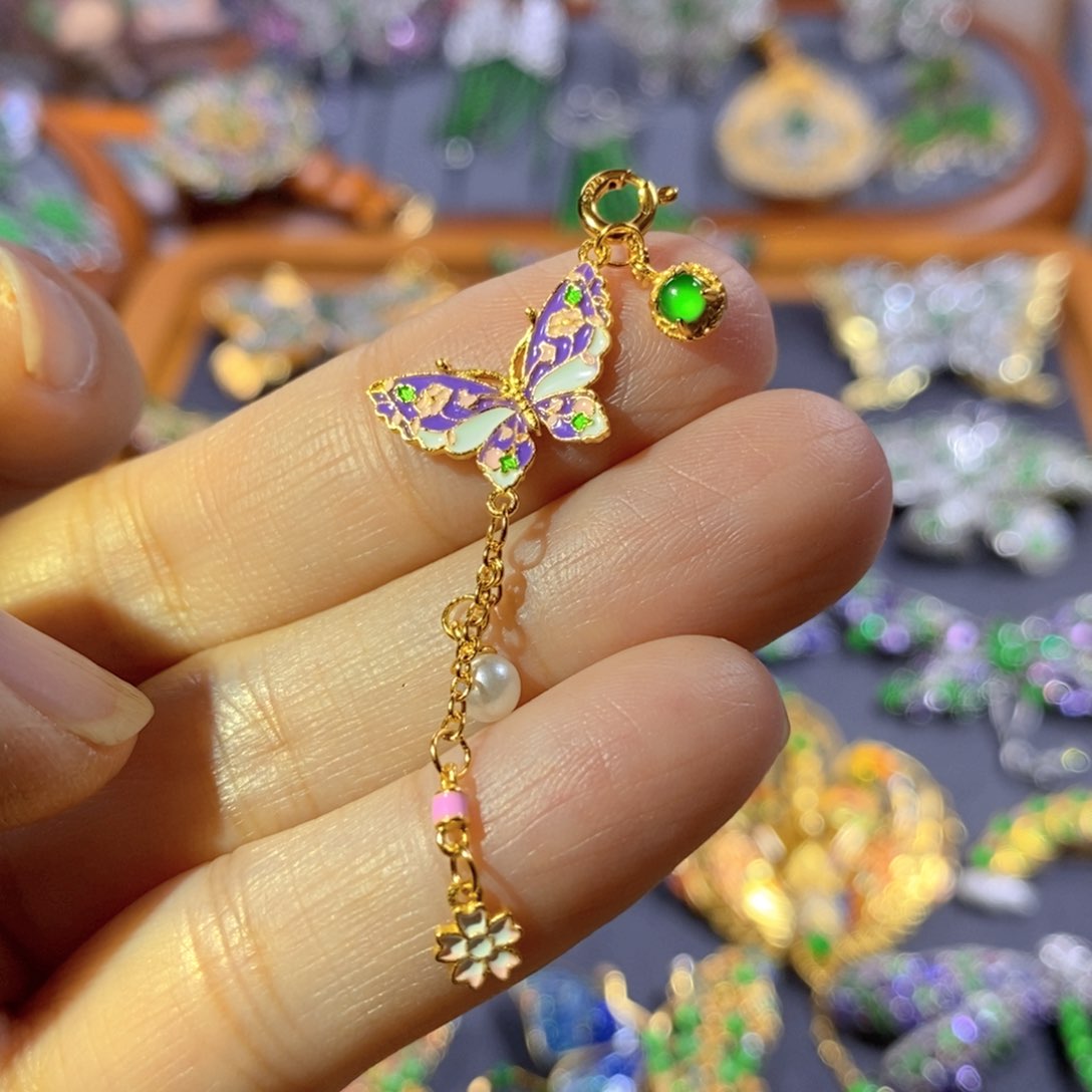 吊坠(不含链)银S925镶嵌翡翠