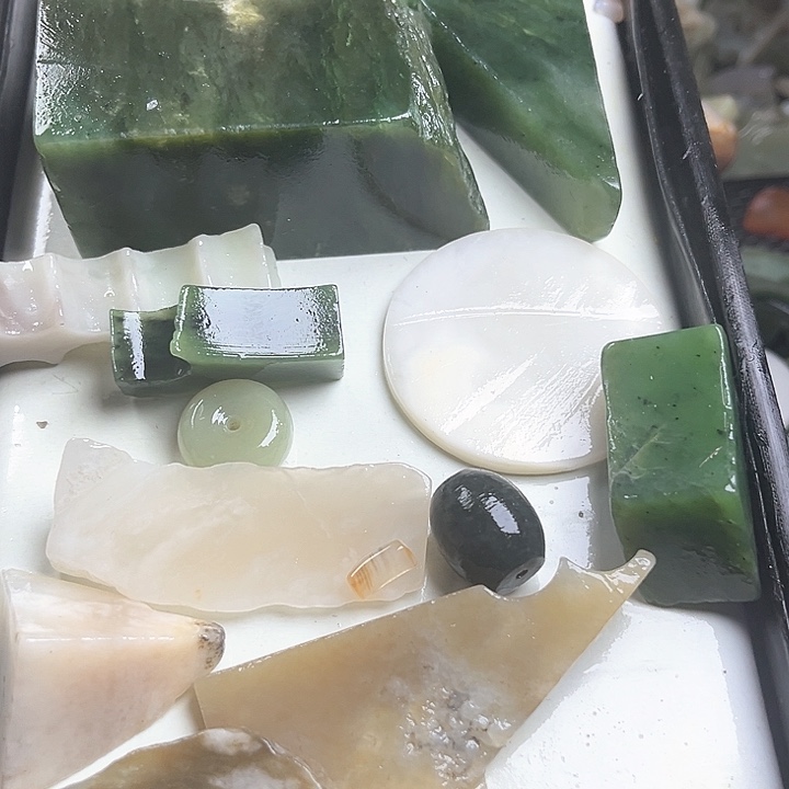 和田玉（糖玉）和田玉边角料9K金镶嵌南*