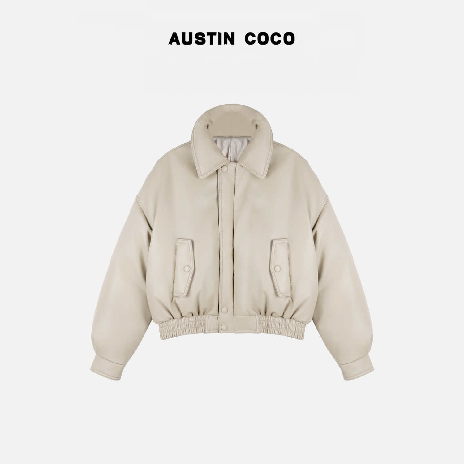 AUSTIN COCO短款面包服真皮绵羊皮95白鹅绒羽绒服外套Y28100