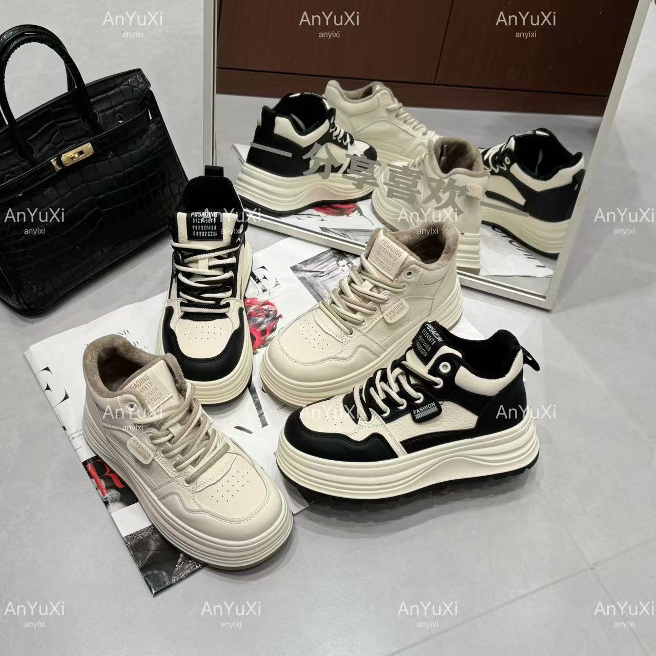 高帮奶盖熊猫加绒板鞋&安妤皙18006【D04】