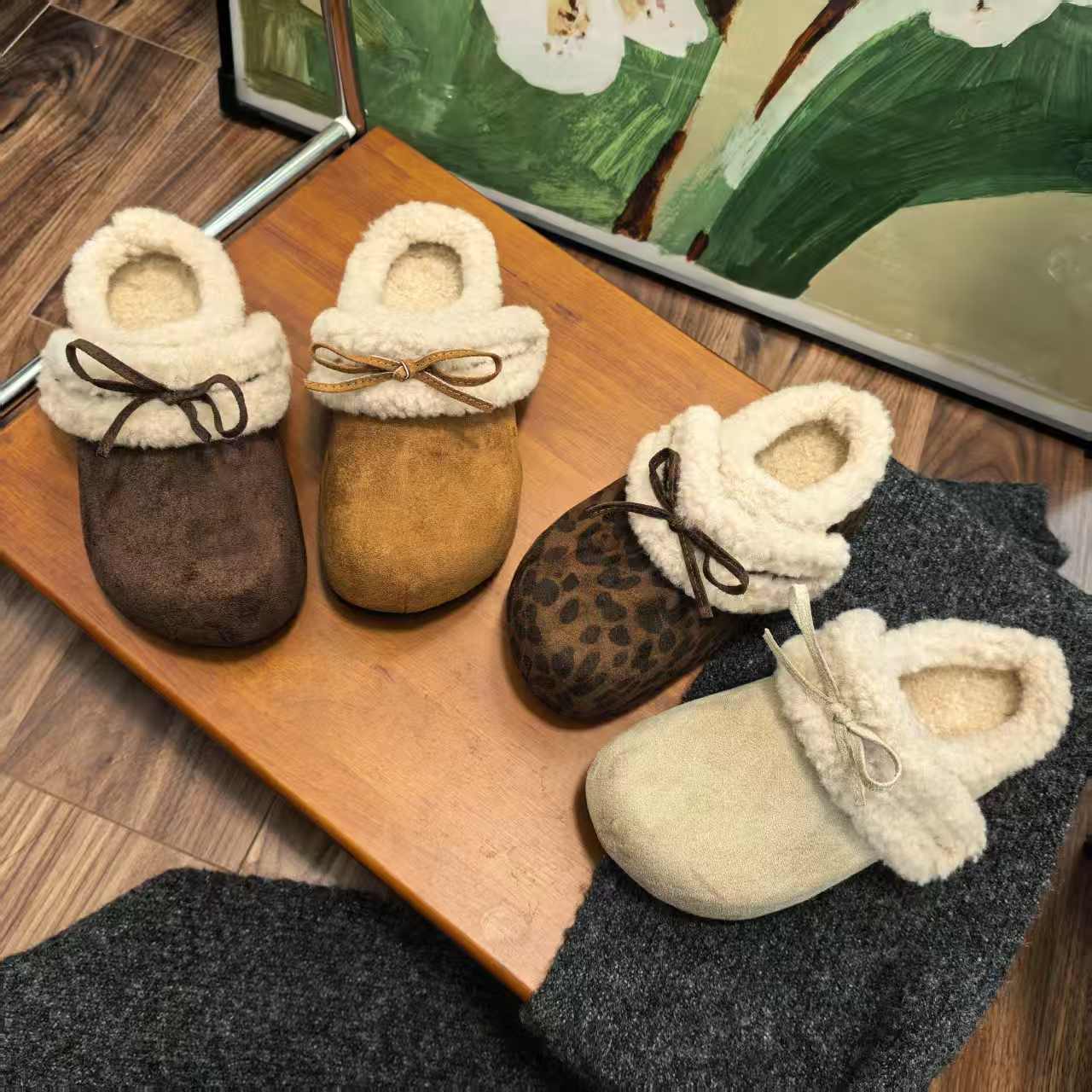 复古厚底毛毛拖鞋女外穿2025冬季加绒包头半拖保暖防滑内增高棉拖
