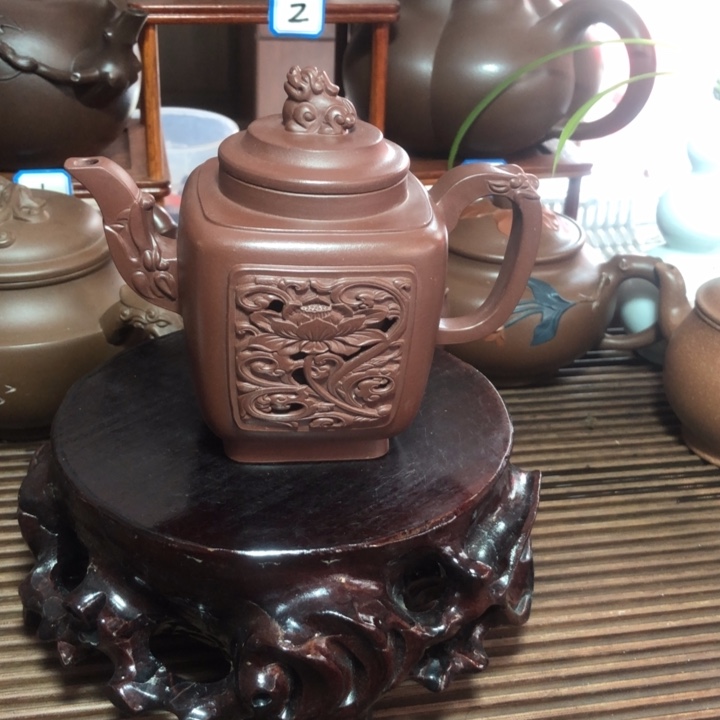 紫砂茶壶原矿镂空