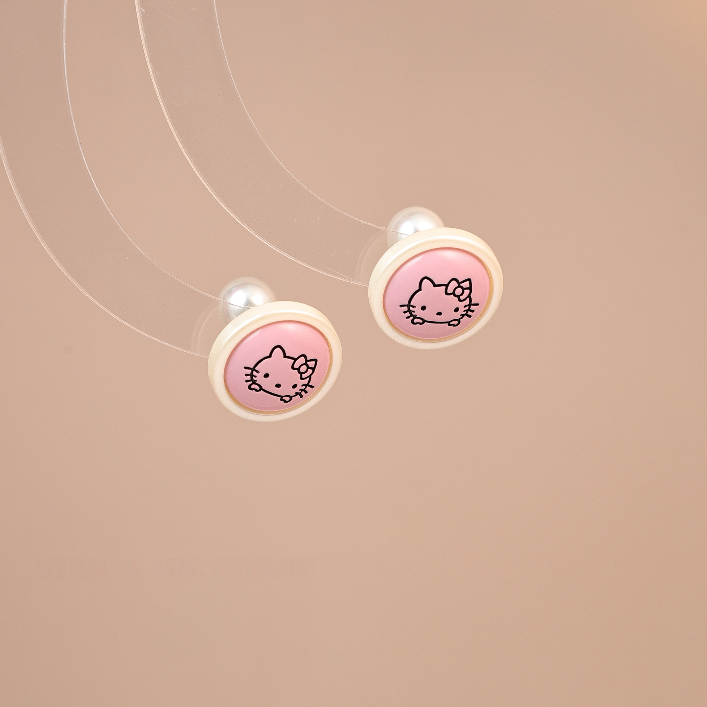 铜合金树脂耳饰 1010粉色KT珠珠耳环