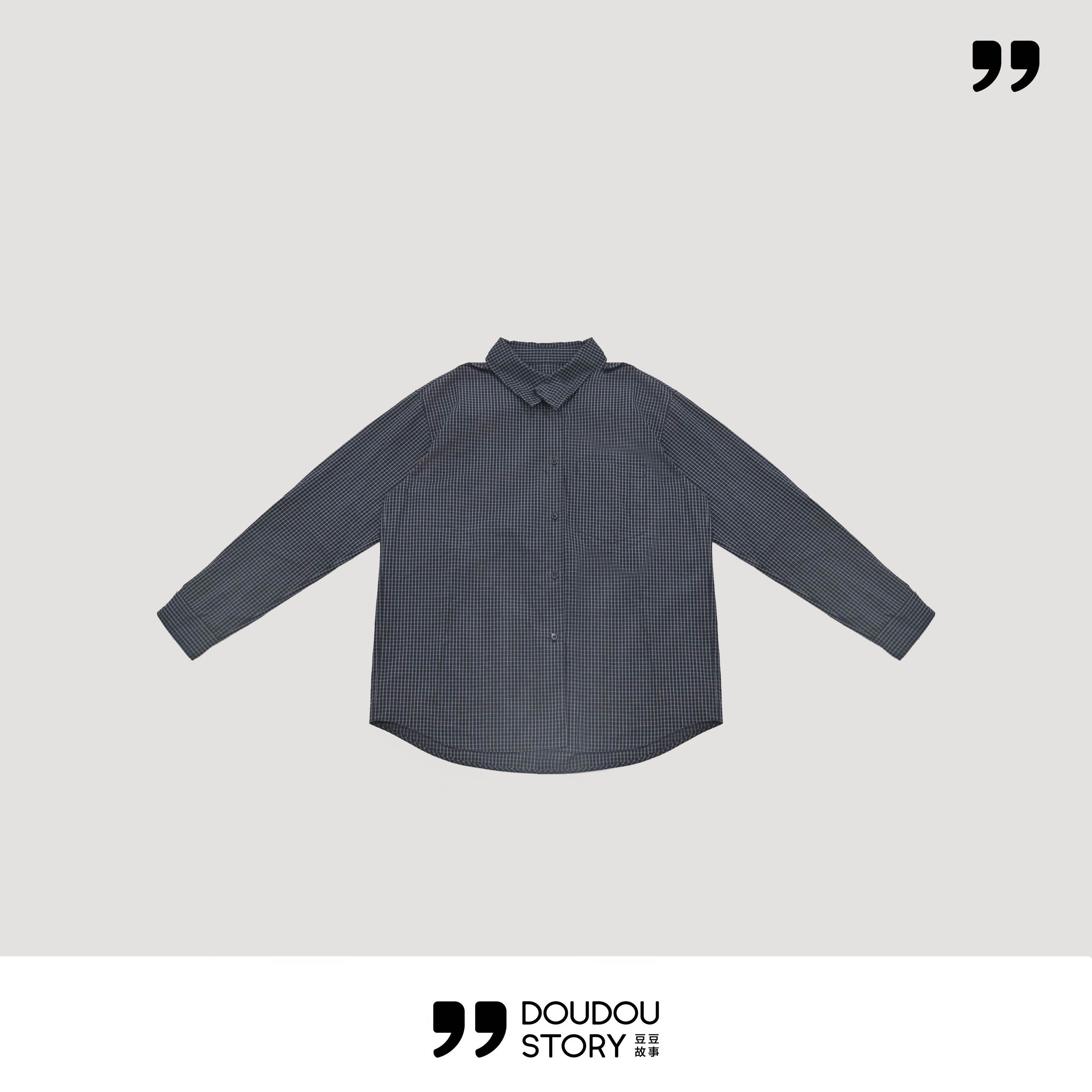 HALUNGLE/海伦格丽 20062  时尚宽松长袖格子定型翻领衬衣