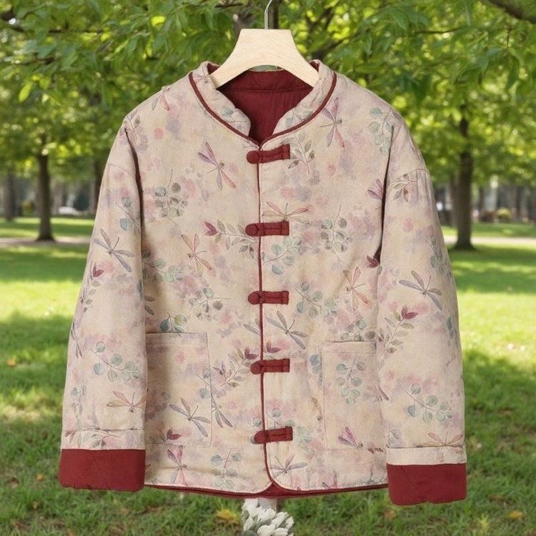 2025新款印染纯棉立领休闲常规款棉衣棉服冬季棉花中式国风印花棉