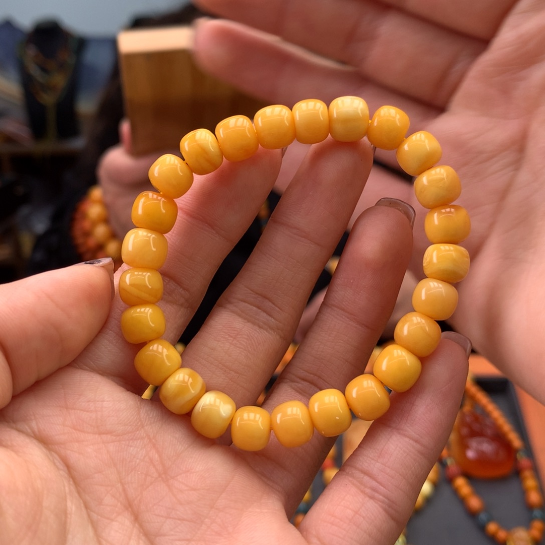 蜜蜡手串未镶嵌天然