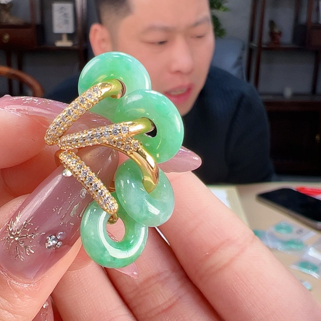 翡翠耳饰银S925镶嵌多样性发货一幅