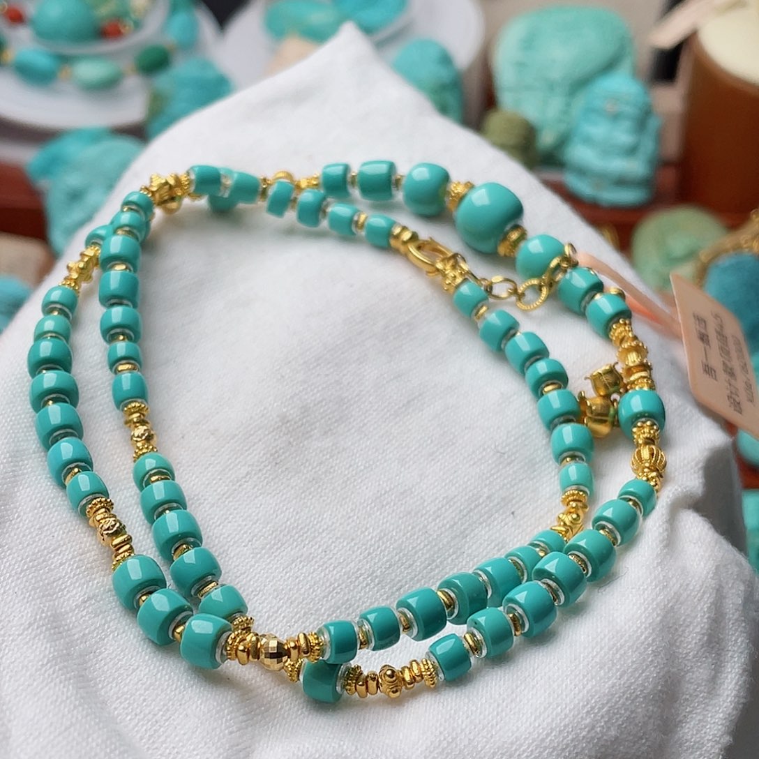 绿松石珠宝奇石18K金镶嵌