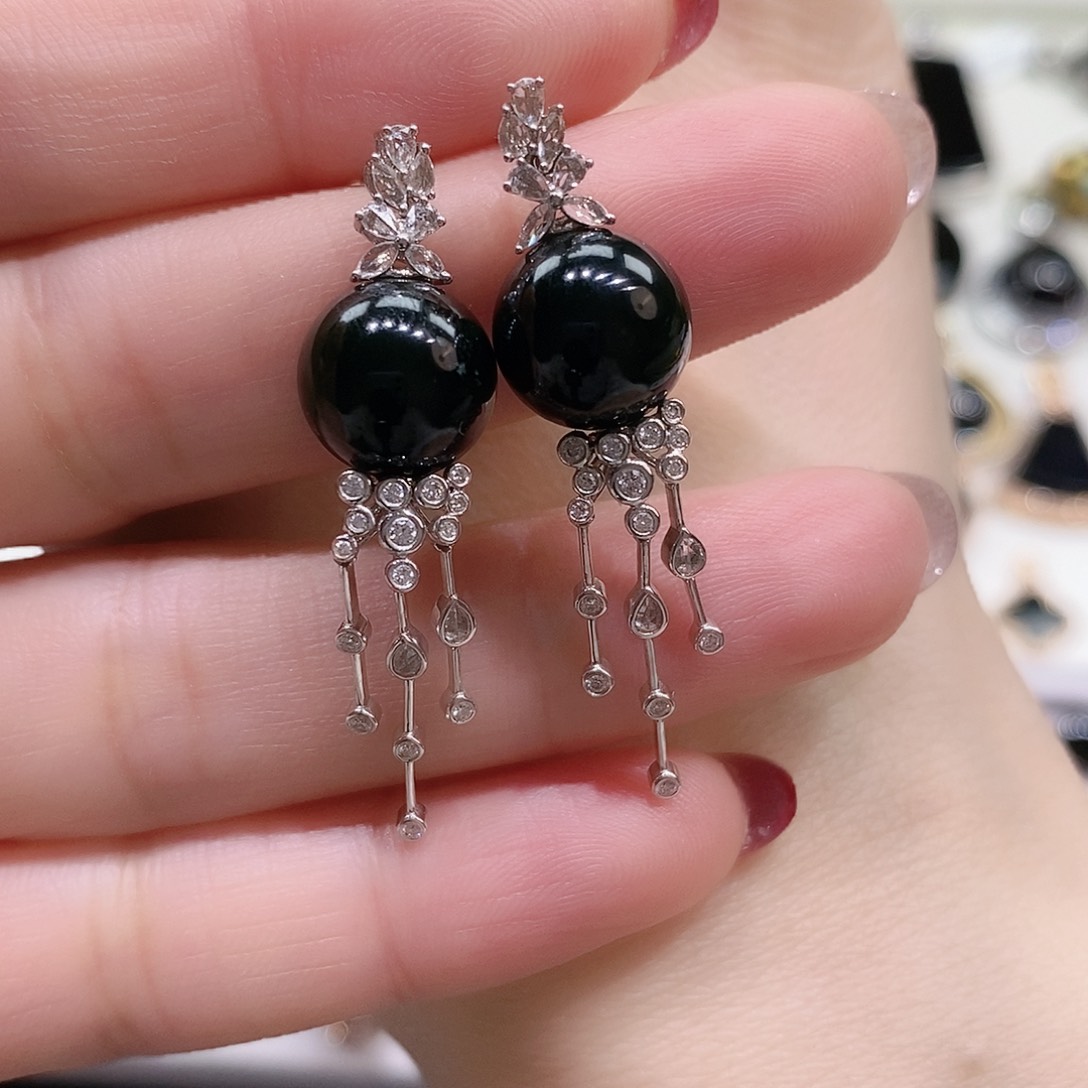 翡翠耳饰18K金镶嵌G*得耳饰