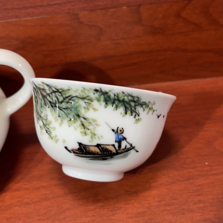 醴陵高温瓷手绘山水主人杯