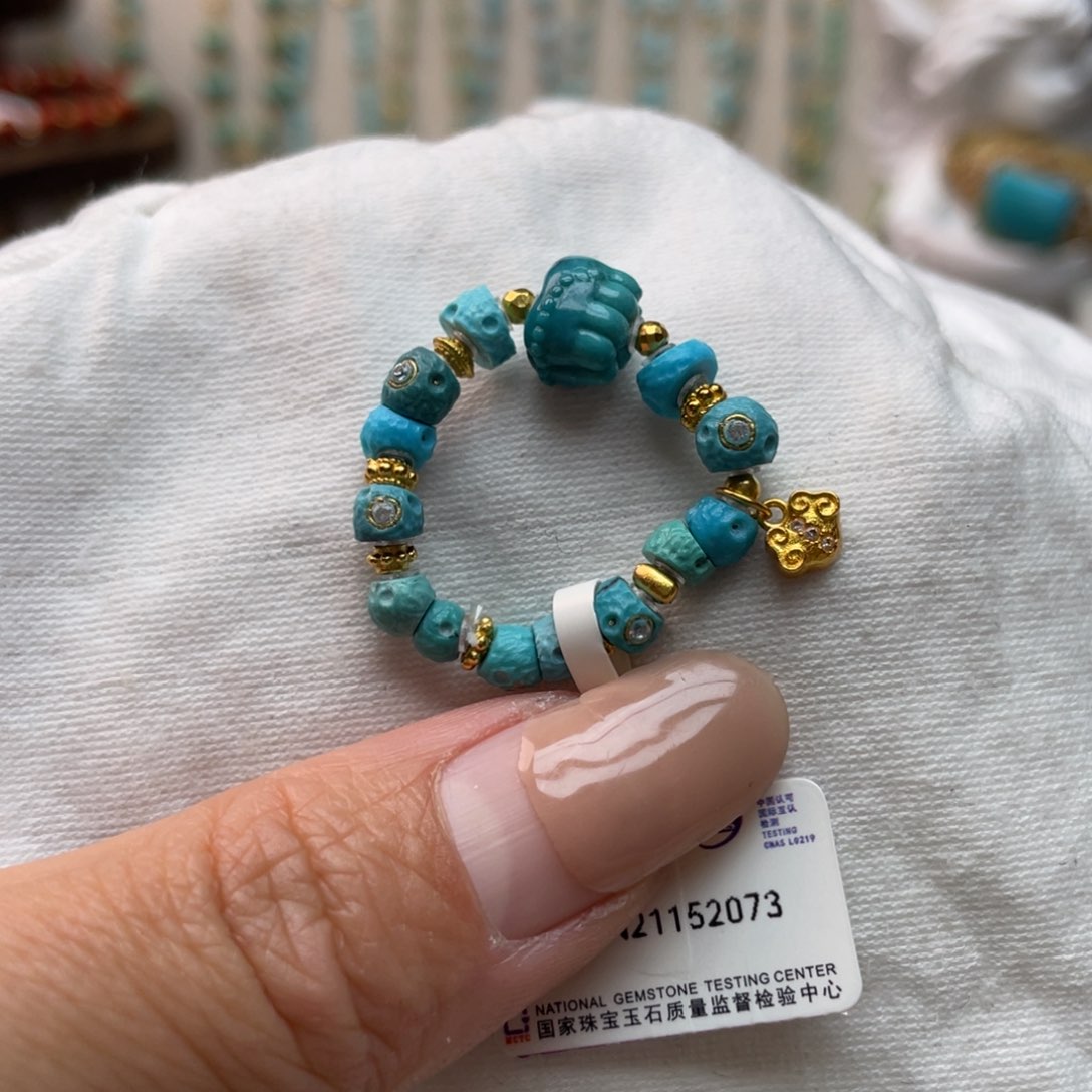 绿松石戒指银S925镶嵌