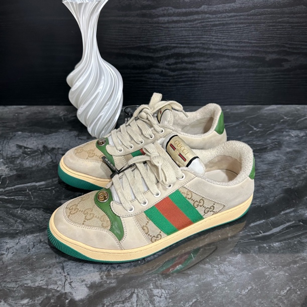 99新 GUCCI/古驰 古驰41.5码/绿色脏脏鞋休闲板鞋