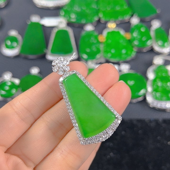 翡翠银S925镶嵌吊坠(不含链)