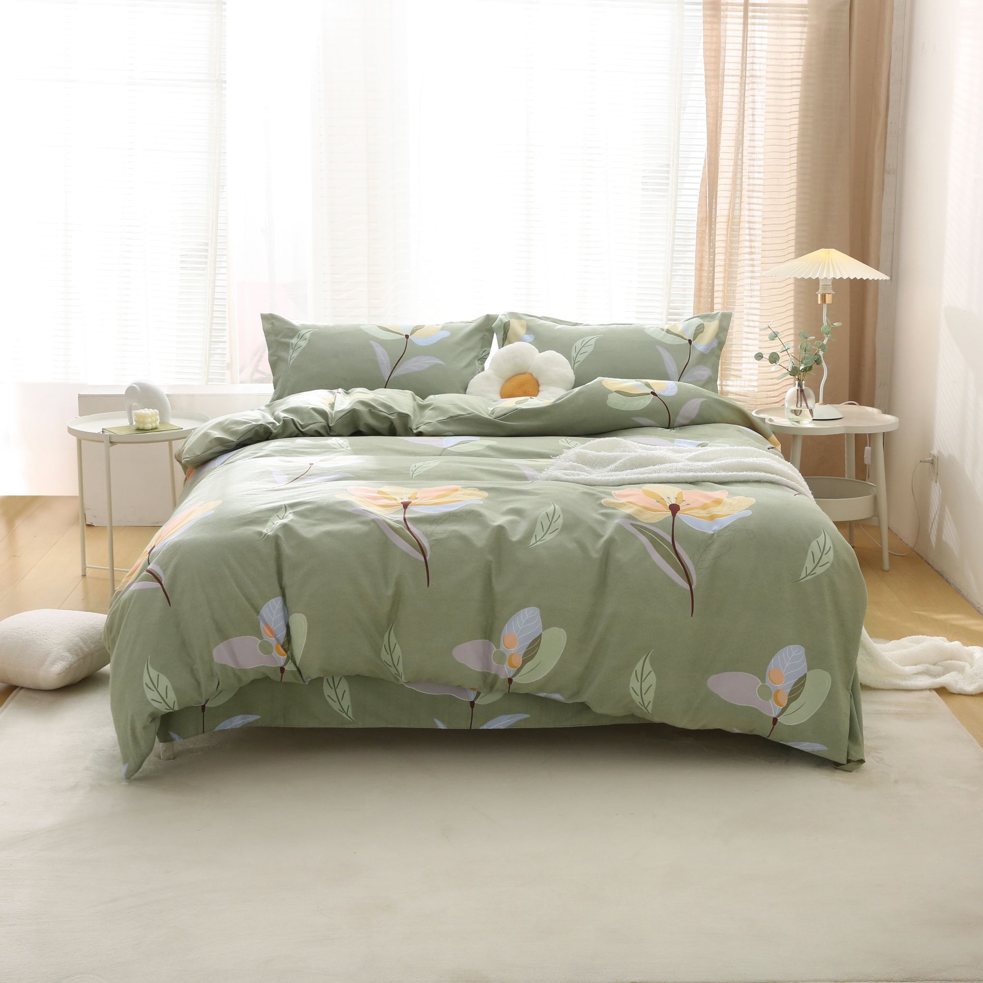 夏季新款加密加厚水洗斜纹面料床单【浪漫春天】2.3m*2.3m（±5cm）