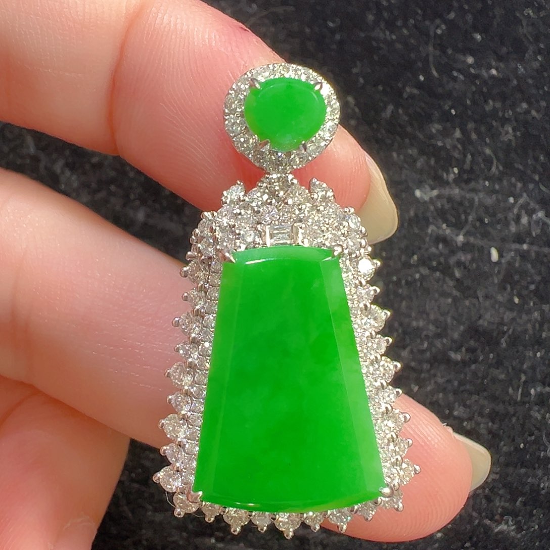 吊坠(不含链)18K金镶嵌翡翠