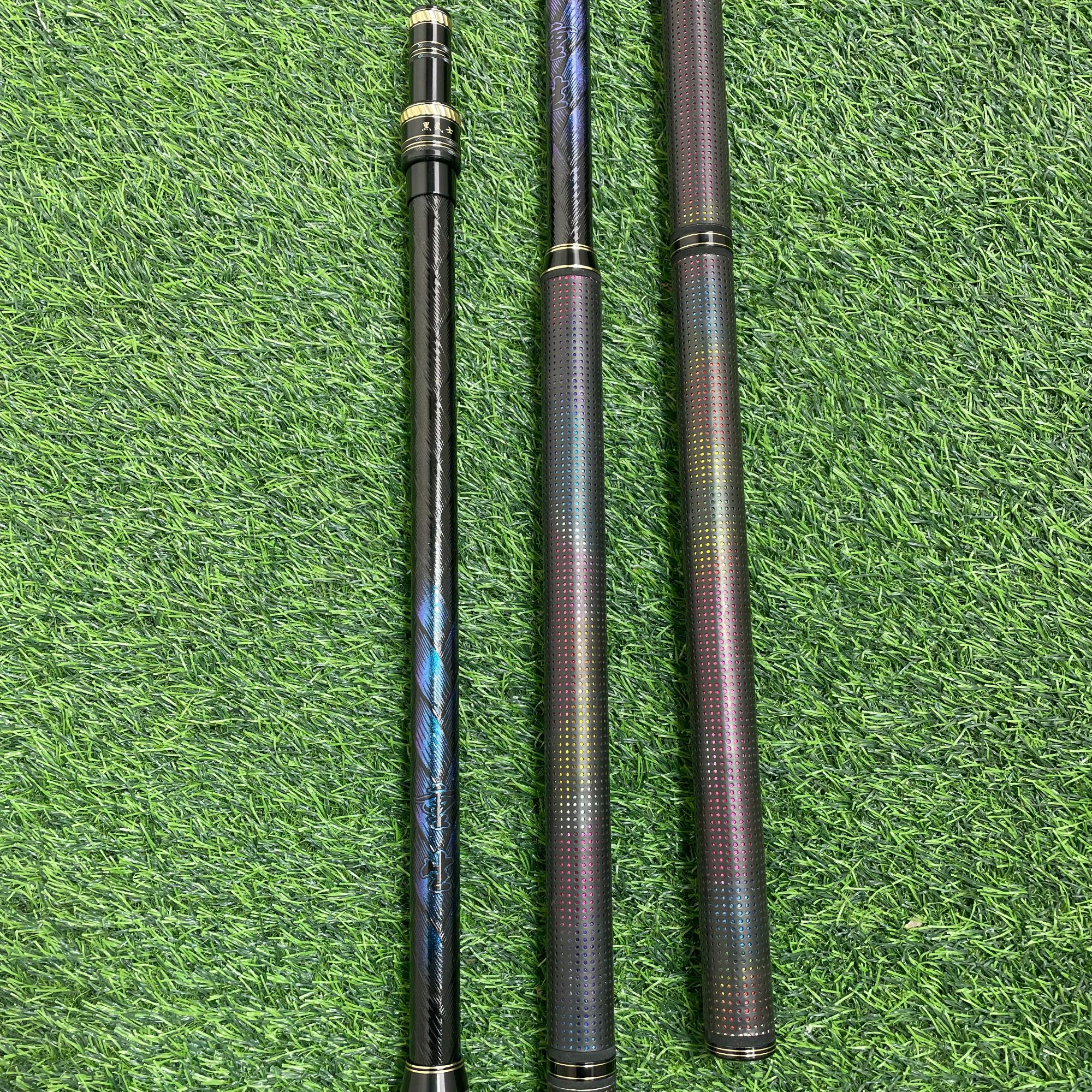 纯碳内防转机械锁硅胶手把抄网杆硬挺防滑适用于黑坑大棚湖库