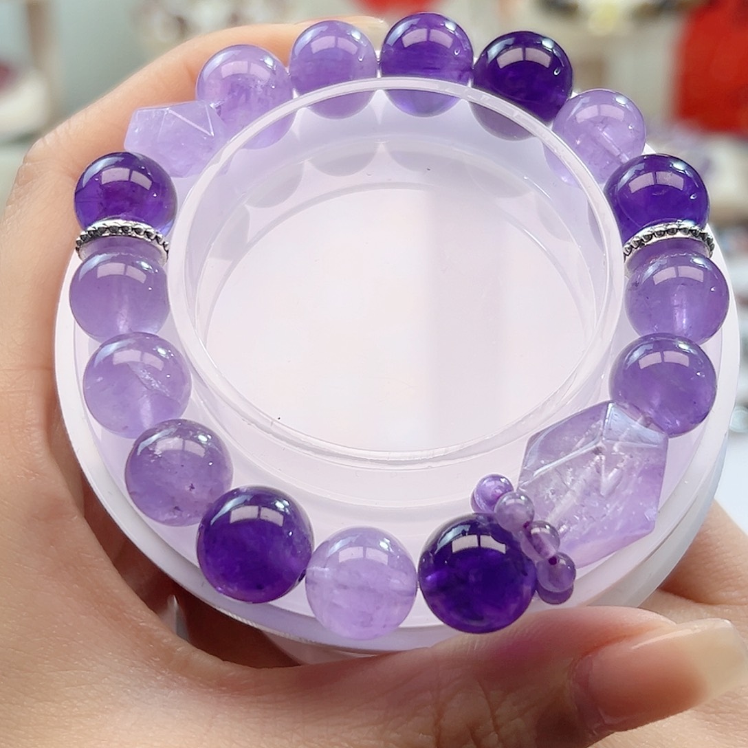 水晶手串未镶嵌紫水晶11m m