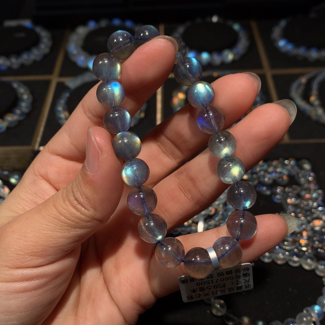 拉长石手链9.5未镶嵌火**喽