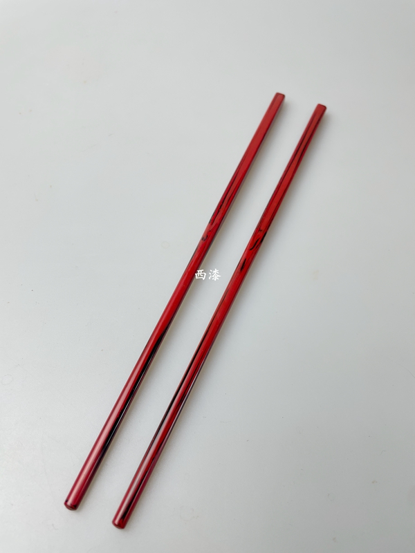 【西漆】全手工制作餐具中国传统工艺红底磨显大漆筷