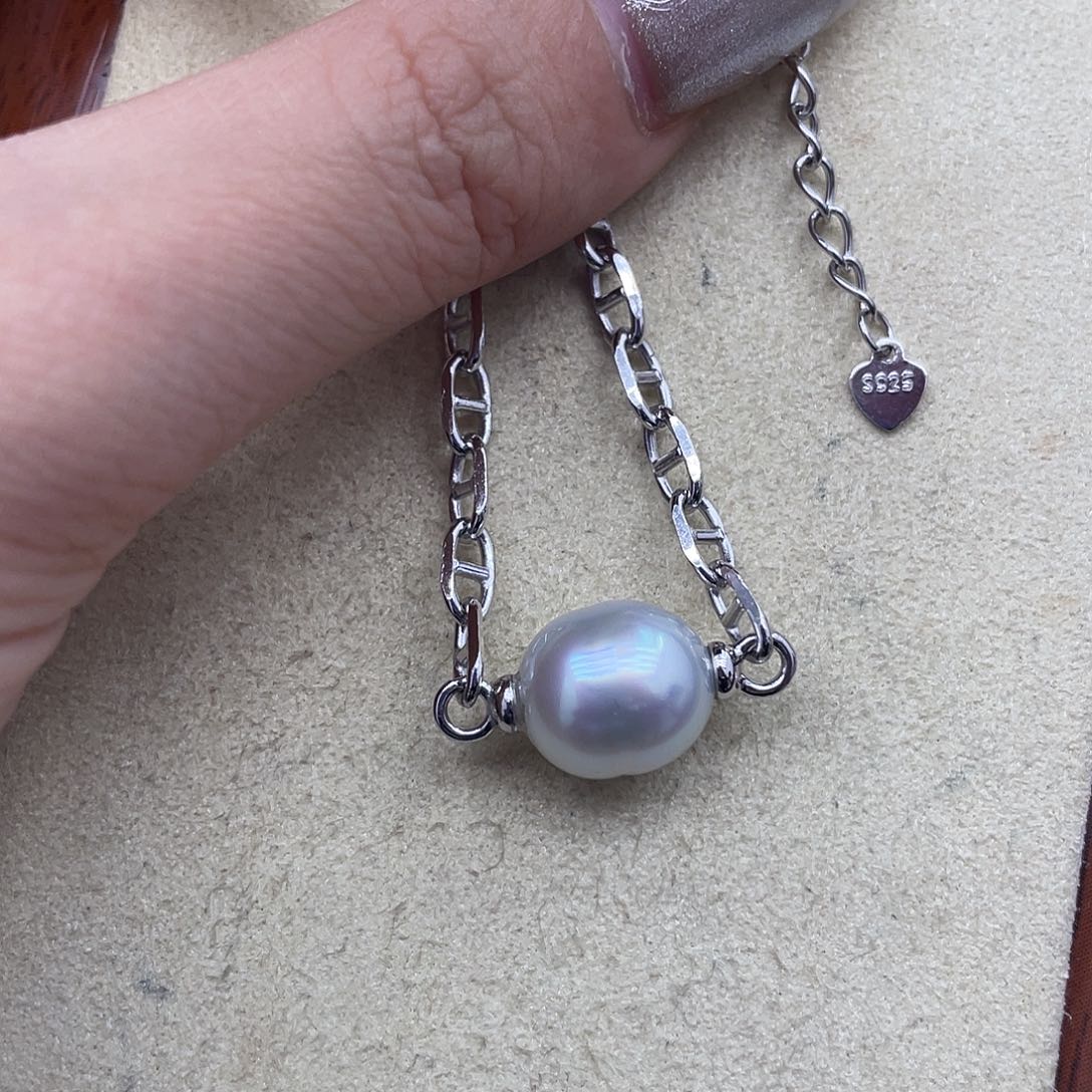 银S925镶嵌海水珍珠手绳