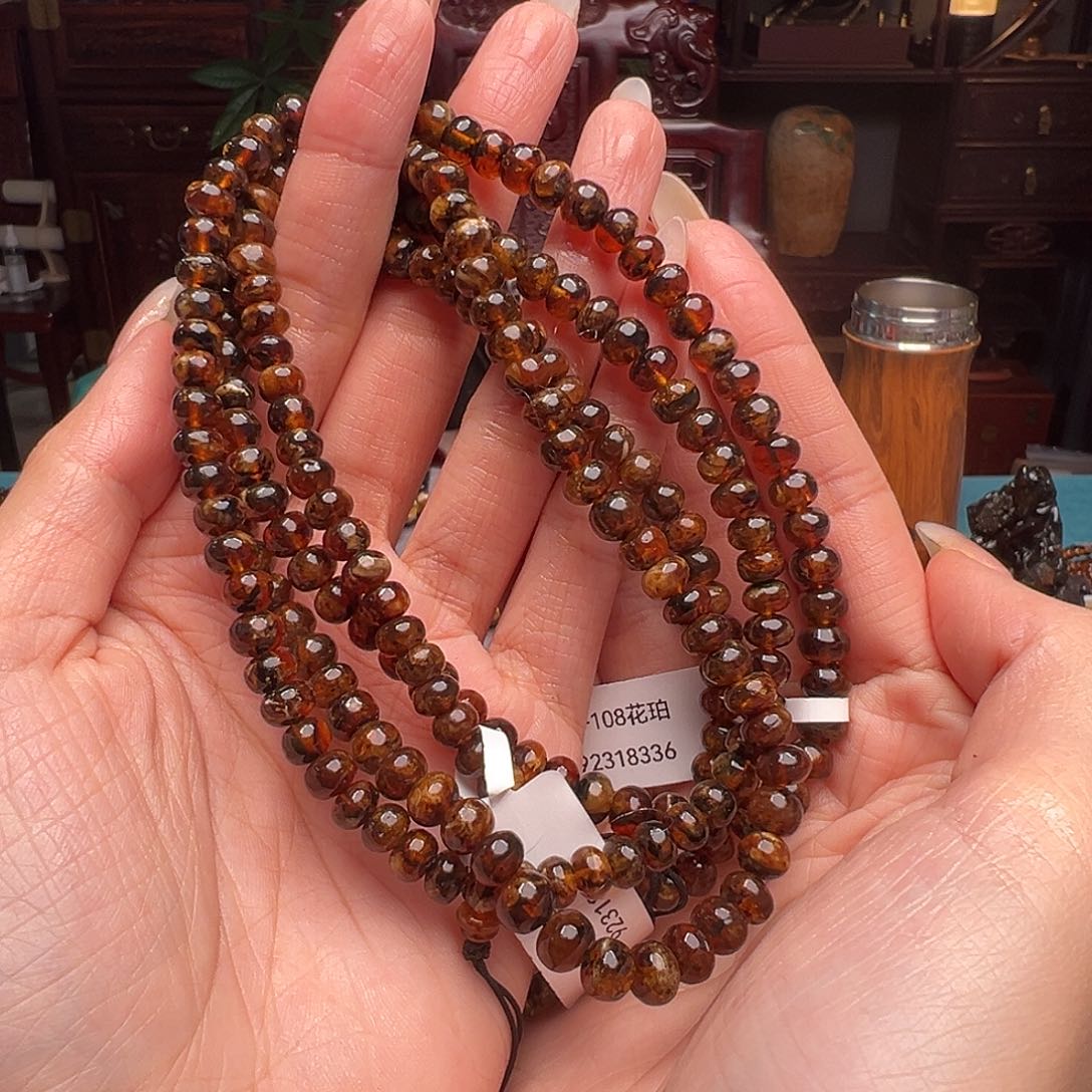 琥珀裸石未镶嵌抚顺琥珀30440-1多样性发其一6mm