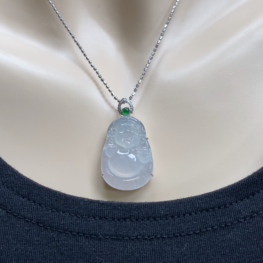 翡翠吊坠(赠链)18K金镶嵌