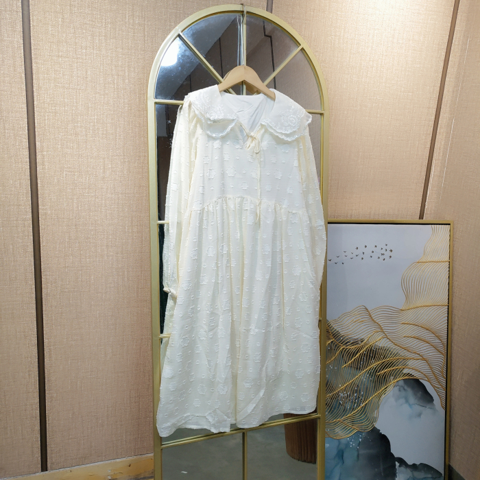 CN119孕妇白色连衣裙L100-130 XL140