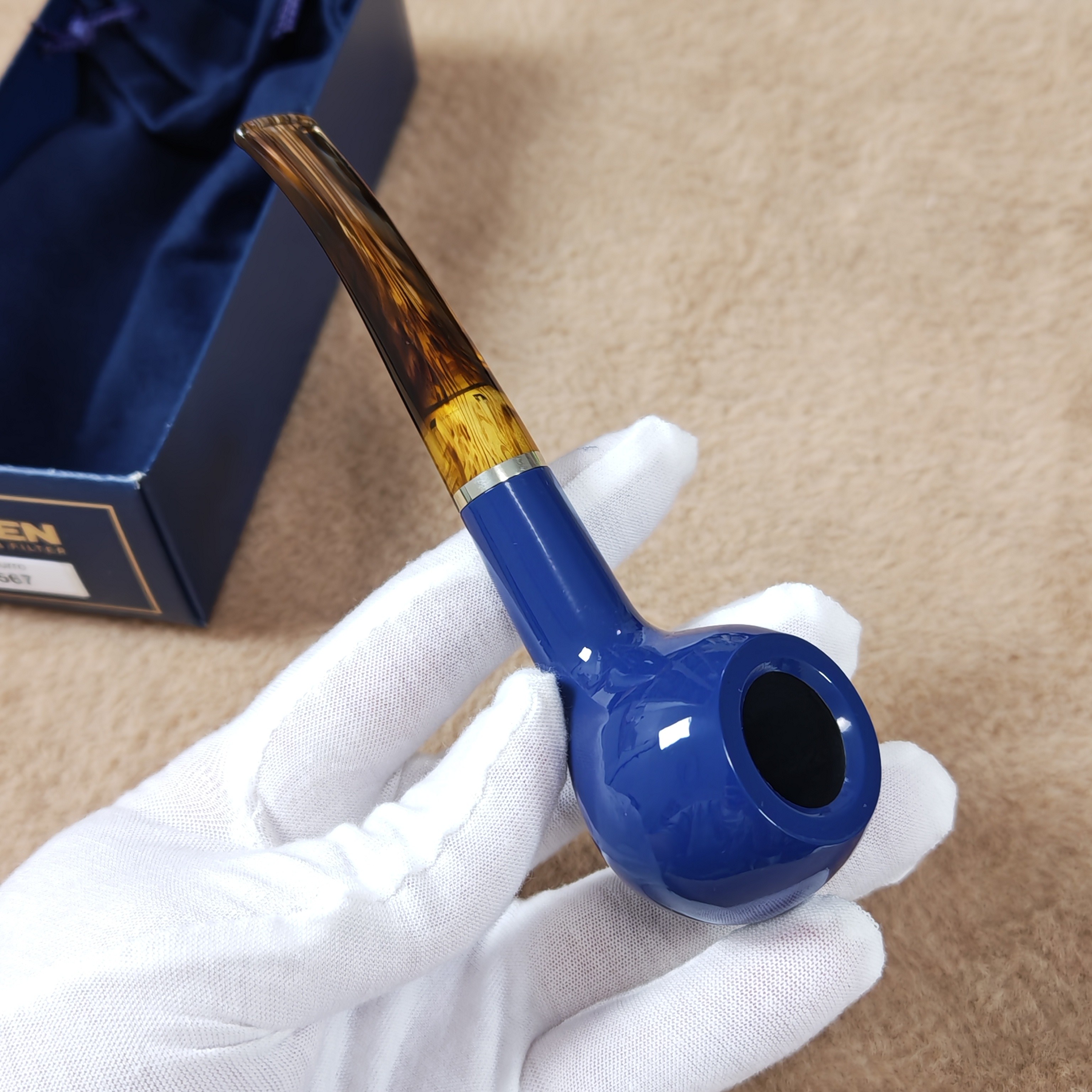 全新德国华云VAUEN 浅蓝色系列Azzurro 1567 石楠木烟斗