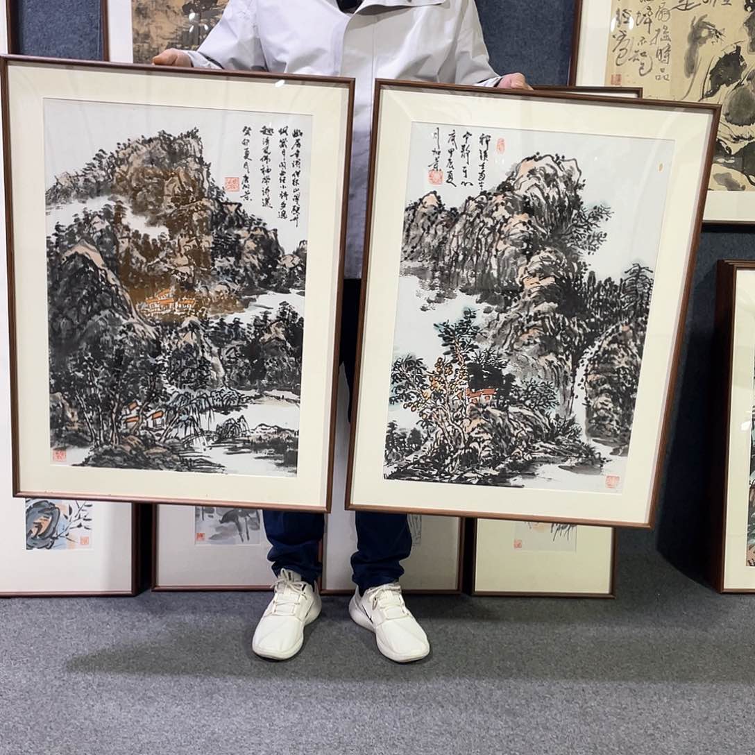 国画手绘画作品带框