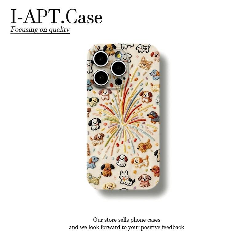 布纹烟花小狗菲林软壳适用iPhone苹果17手机壳华为oppo小米vivo新