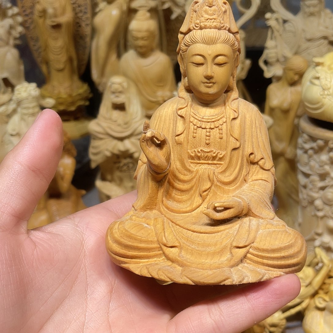 黄杨木瑕疵坐观音