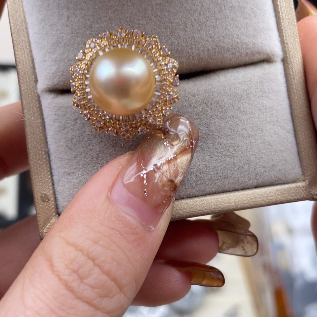 银S925镶嵌海水珍珠戒指V68