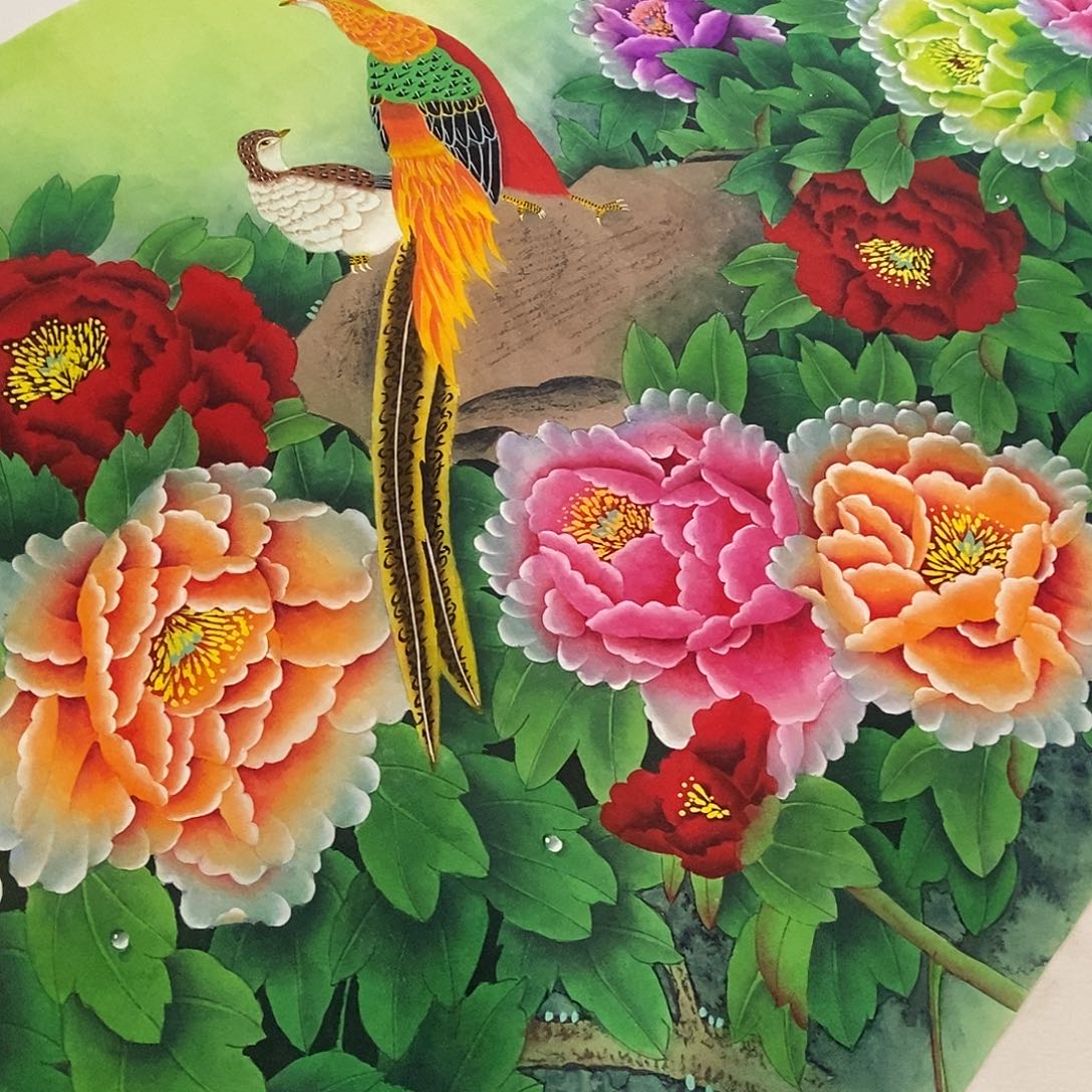 国画手绘工笔牡丹手绘