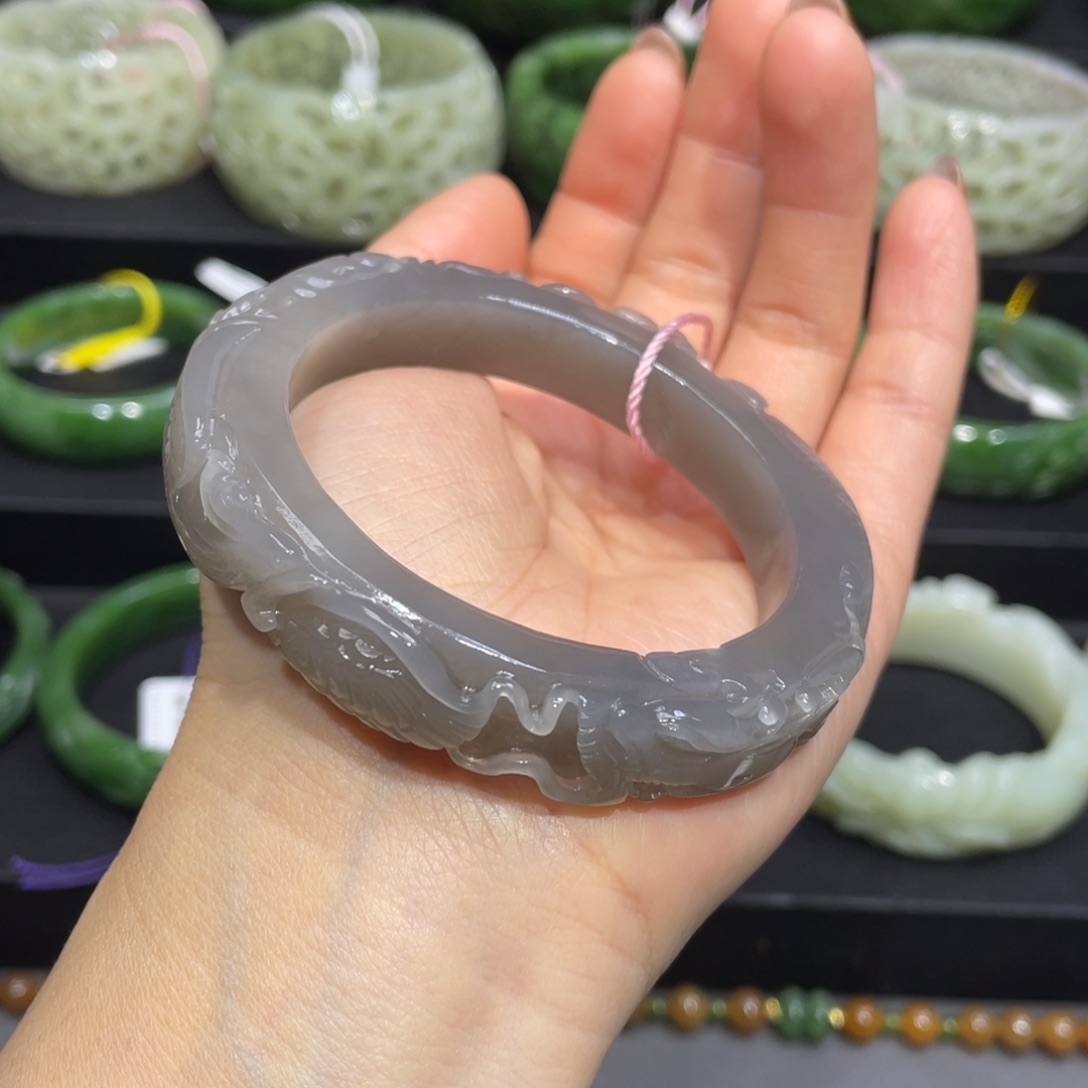 和田玉手镯54圈口 编号14未镶嵌