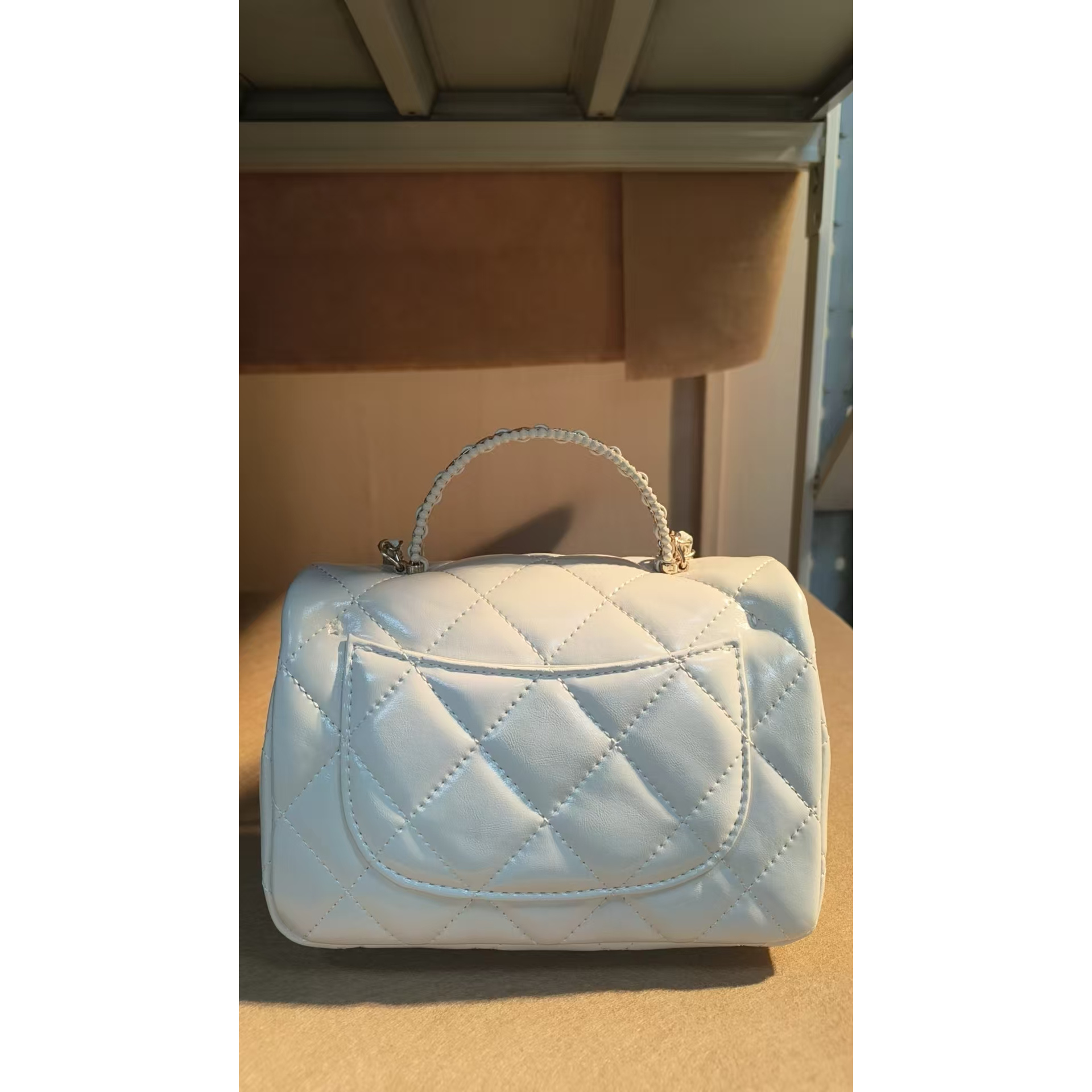 TOLEX2025新款手工女包休闲时尚百搭胖豆豆手柄白色21cm