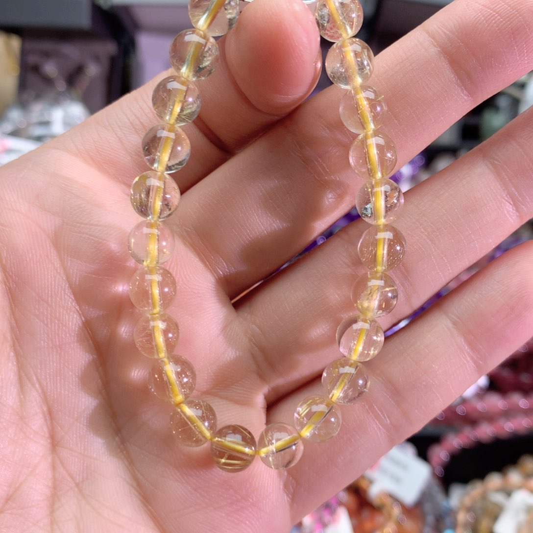 水晶手串未镶嵌陶*朵发晶手链7+