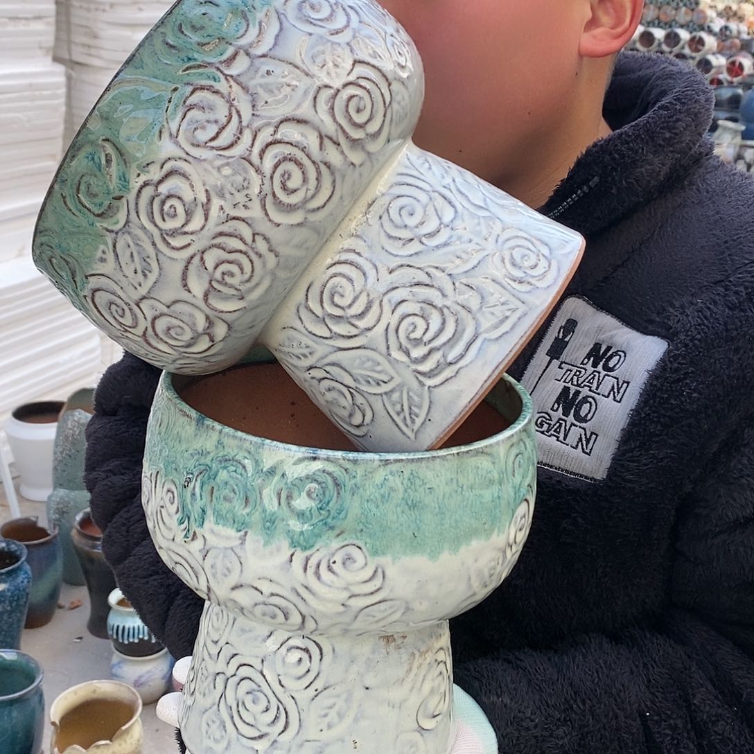 紫砂花盆瑕疵口18高20瑕疵