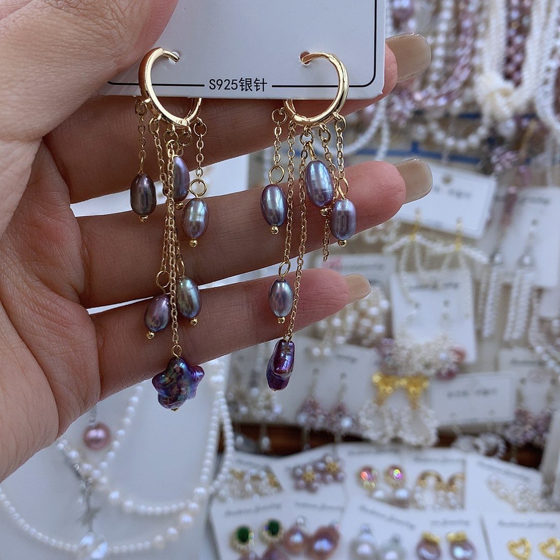 项链银S925镶嵌淡水珍珠