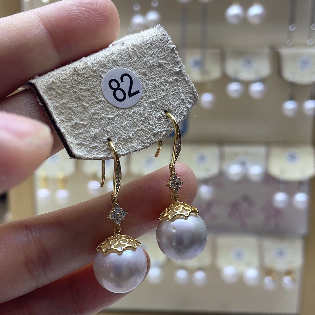 银S925镶嵌淡水珍珠耳饰