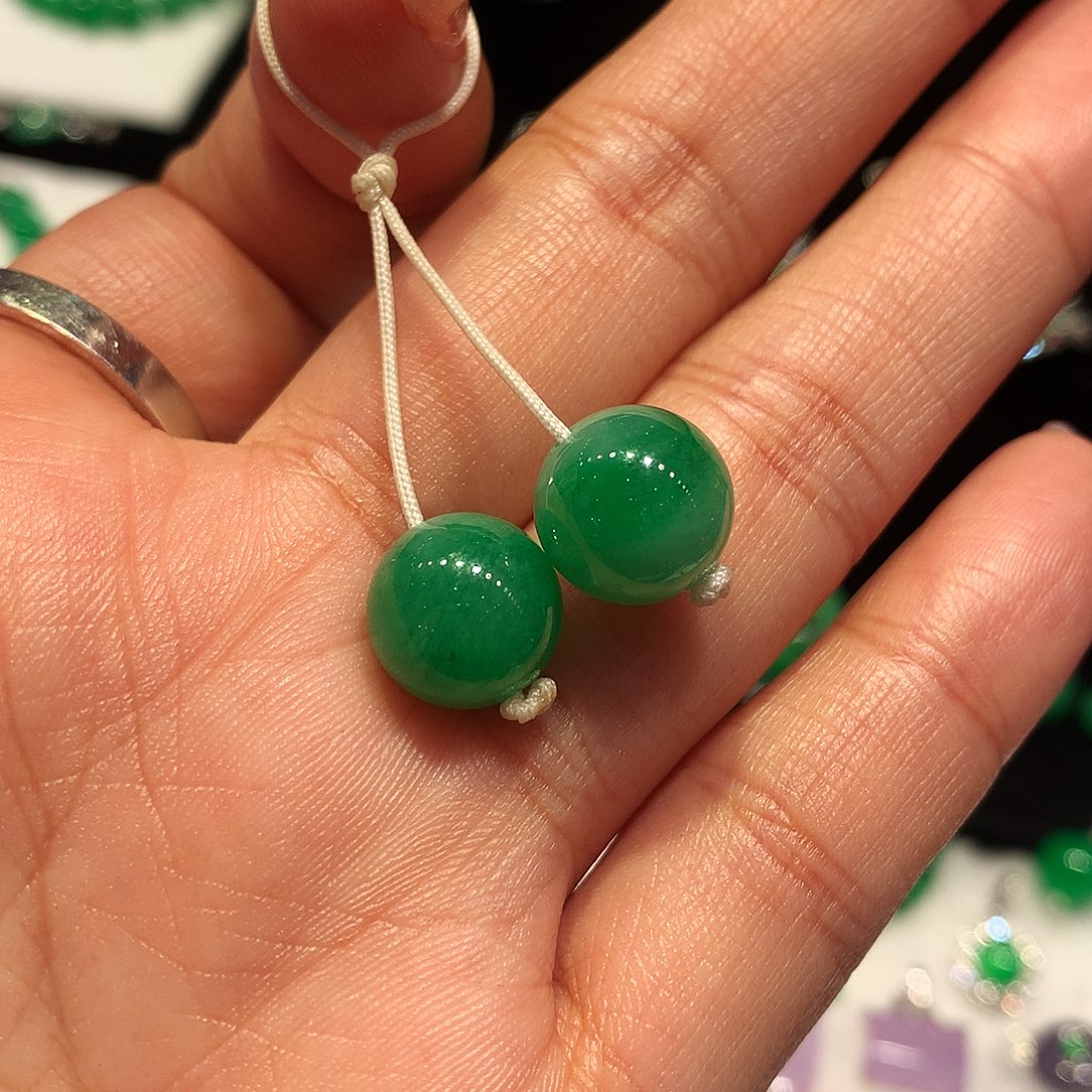 翡翠未镶嵌耳饰缅甸翡翠耳饰珠珠未镶嵌