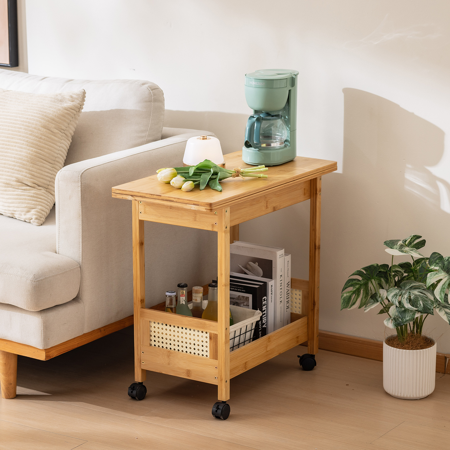 小型移动茶几出租屋客厅沙发边几家用折叠茶几卧室小桌子收纳餐桌