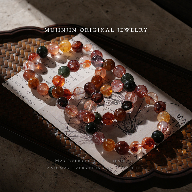 天然胶花水晶手串小众首饰女款约10m珠宝手链多样性发一