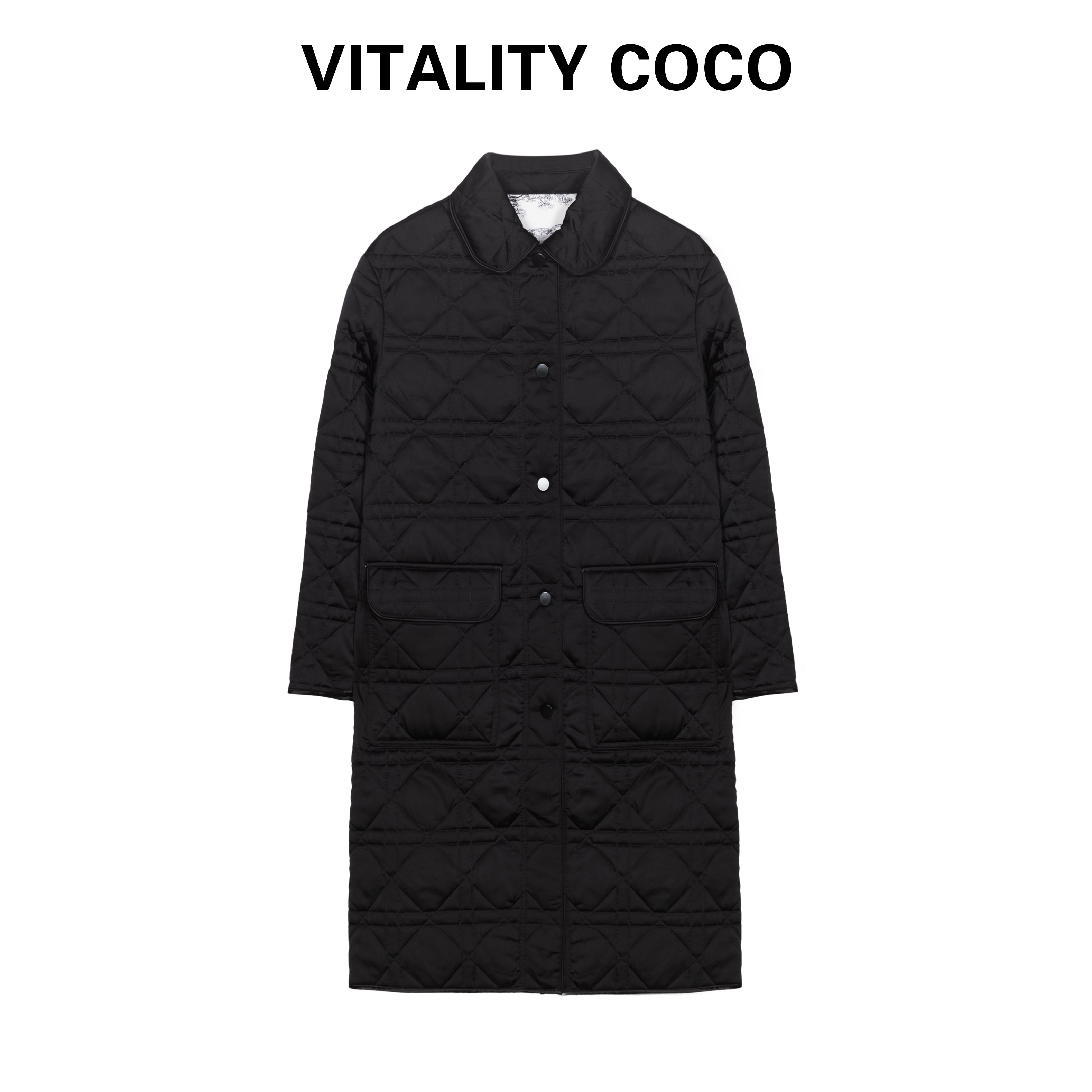 「VITALITY COCO」【丛林系列2.0】缎面领包边对格压线棉服-760