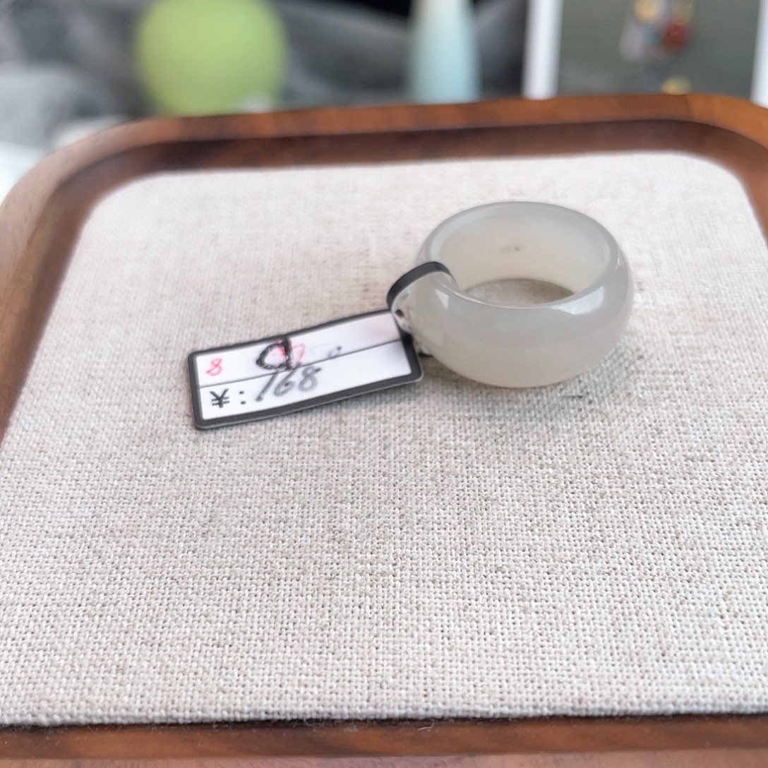 和田玉未镶嵌戒指U91偏灰墩墩17.4不退换