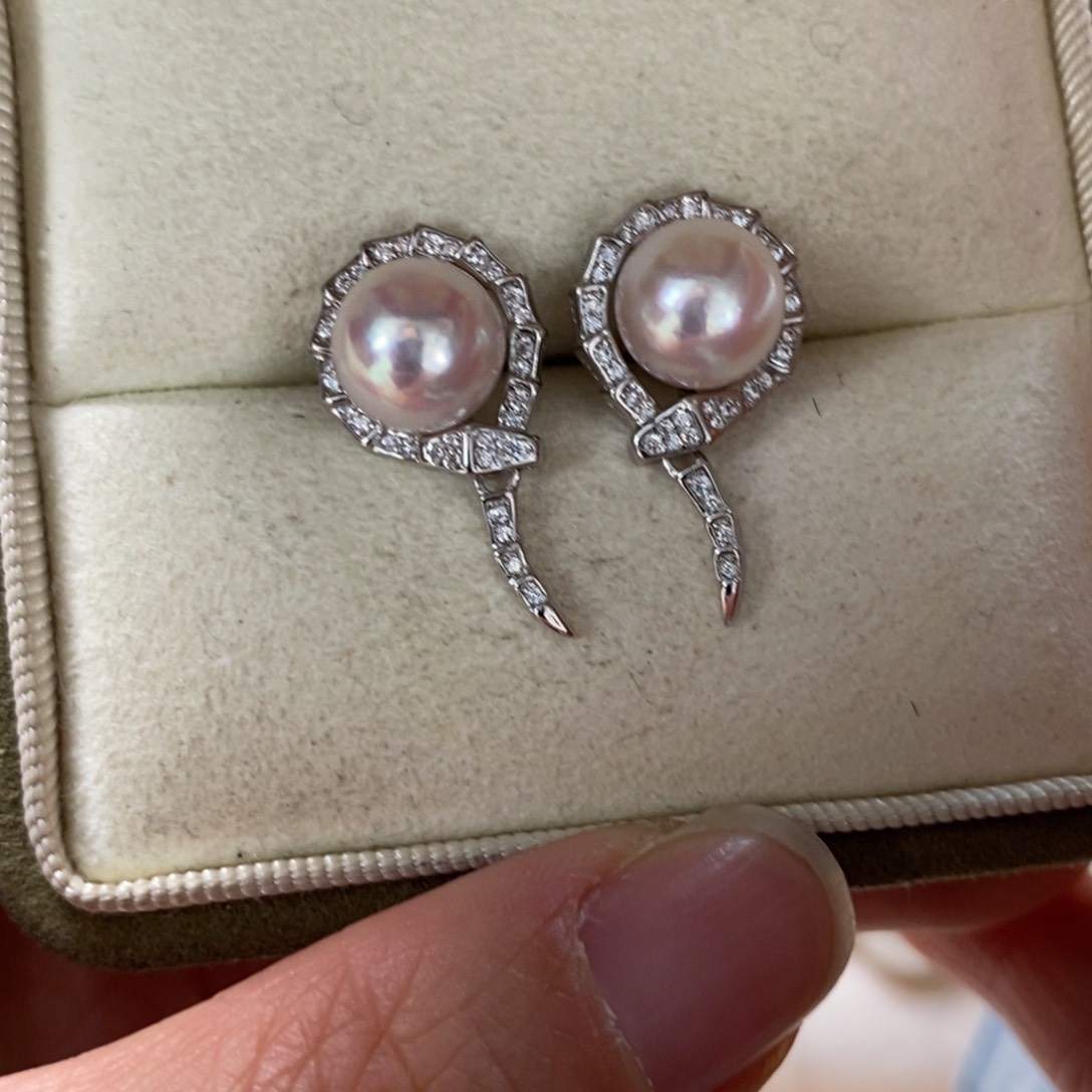 海水珍珠耳饰银S925镶嵌