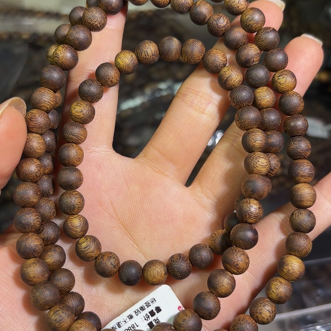 沉香手串奇楠沉香07圆珠多圈18克➕