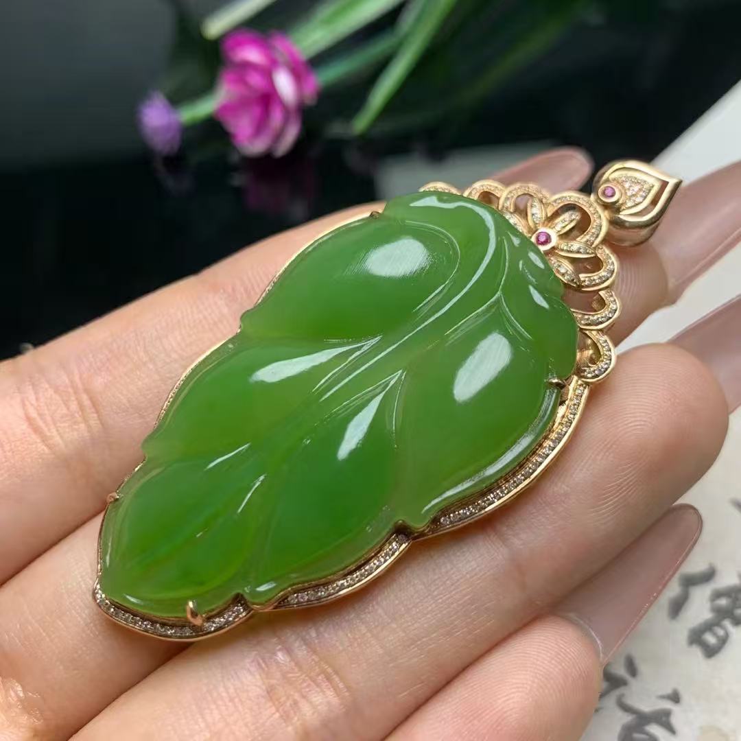 精品和田玉【金枝玉叶】挂件气质时尚