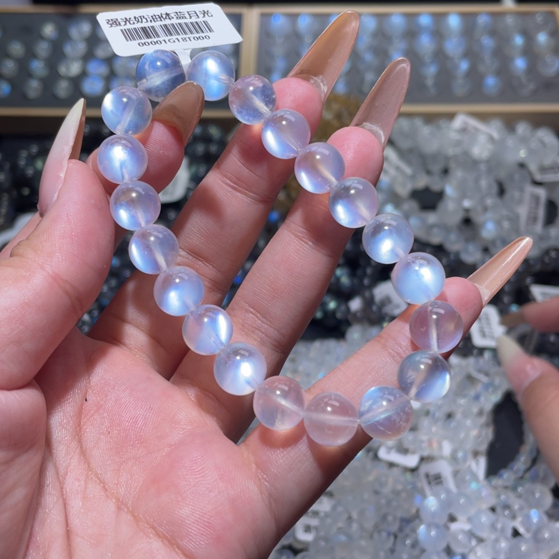 长石未镶嵌手链蓝月光手链10mm