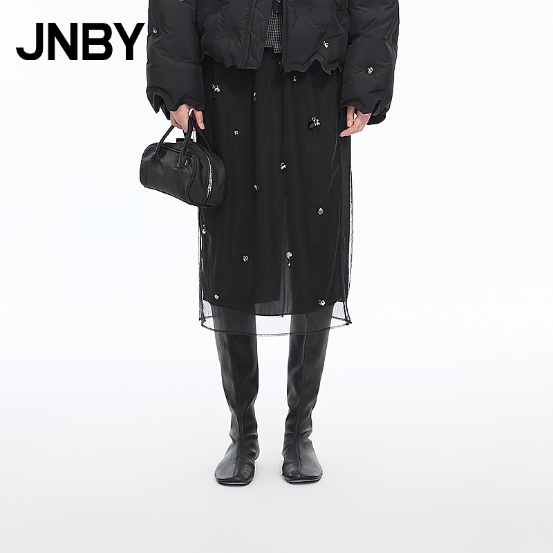 【商场同款】JNBY/江南布衣25秋新品半身裙女直筒网纱5P9D21140