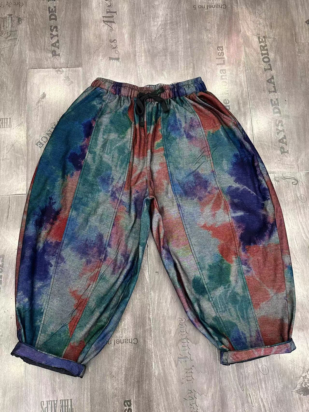 2585夏季新品潮牌扎染复古12片南瓜裤